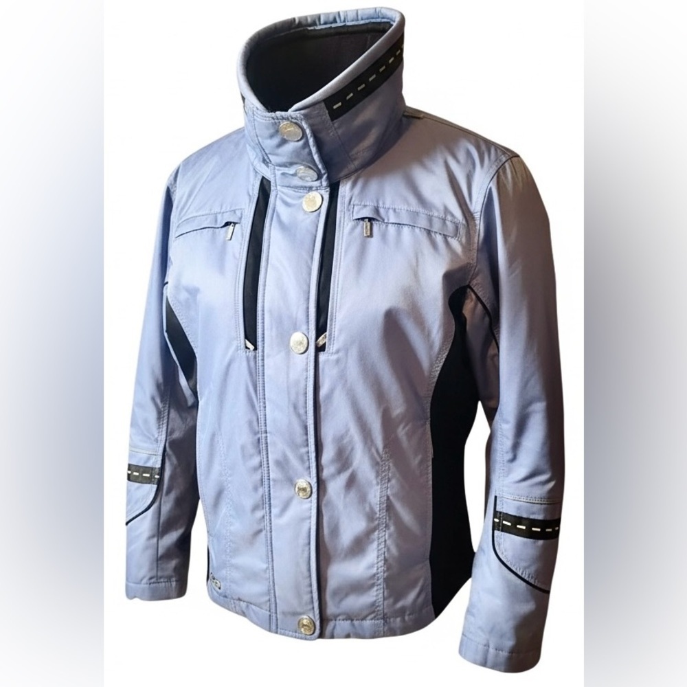 Spyder Women’s Ski Jacket Size 8 Blue Black Insulated Snap Zip Snow Coat